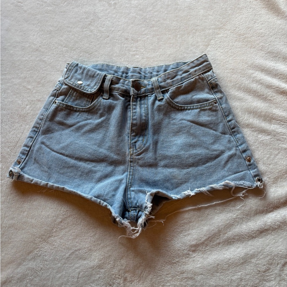 Denim Frayed Hem Women Shorts